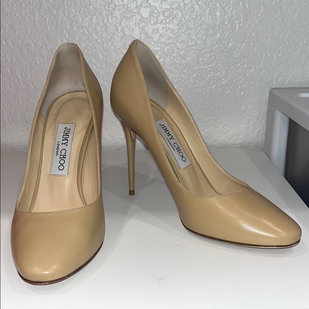 Jimmy Choo Tan Leather Heels